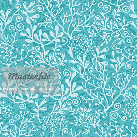 Vector underwater plants seamless pattern background