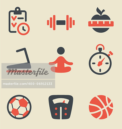 Vector illustration of fitness black and red on light background