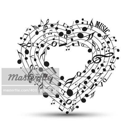 Decoration of musical notes in the shape of a heart