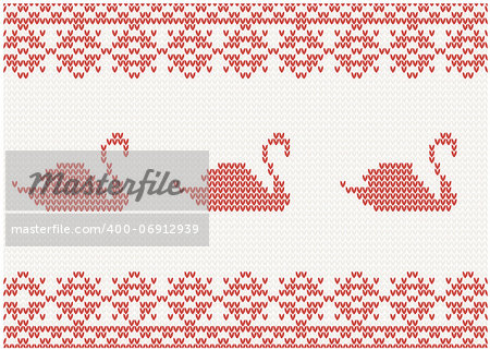 knitted pattern with swan and beautiful ornament