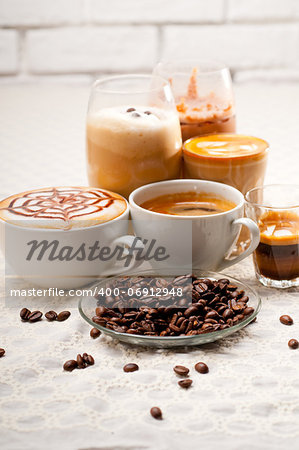 group selection of different Italian coffee type