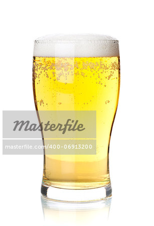 Beer collection - Cold lager beer in glass. Isolated on white background