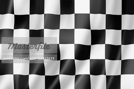 Auto racing finish checkered flag, three dimensional render, satin texture
