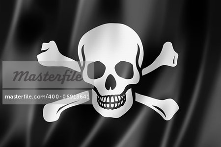 Pirate flag, Jolly Roger, three dimensional render, satin texture