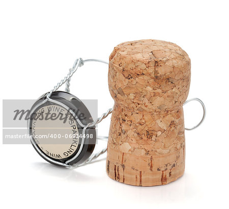 Champagne cork. Isolated on white background