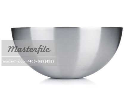 Stainless steel bowl. Isolated on white background