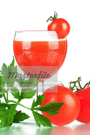 Fresh tomato juice with tomatos and celery