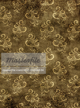 Paper texture of brown color with floral decor