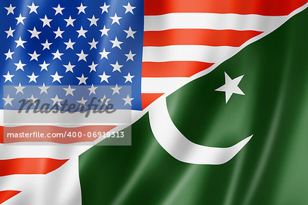 Mixed USA and Pakistan flag, three dimensional render, illustration