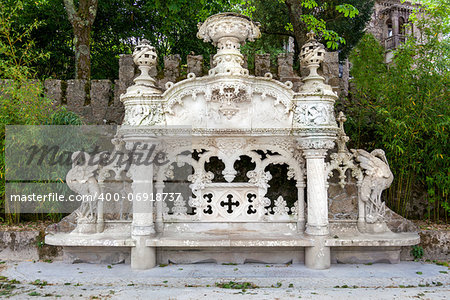 Quinta da Regaleira Palace in Sintra, Lisbon, Portugal / Detail in the park