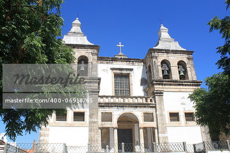 Facade of catholic church in Setubal, Portugal