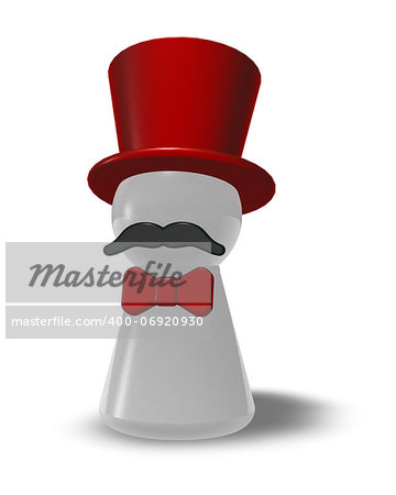ringmaster with red topper and bow - 3d illustration