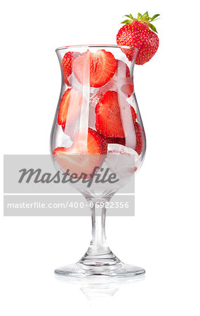 Strawberry with ice. Isolated on white background