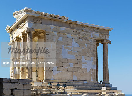 The Temple of Athena Nike is a temple on the Acropolis of Athens. Built between 427 and 424 BC, the temple is the earliest fully Ionic temple on the Acropolis