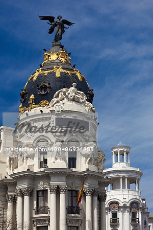 Madrid (Spain) / Famous Statue on the top / Gran Via