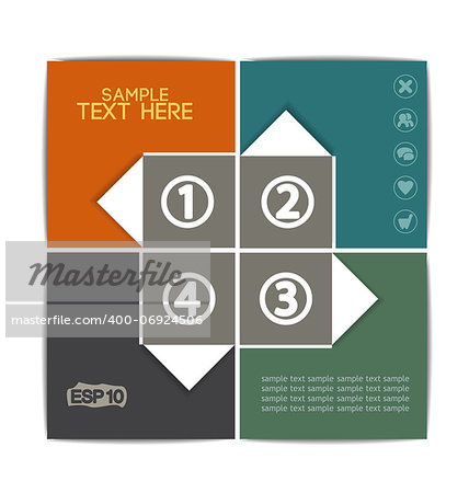 Design template with numbered banners for graphic or website