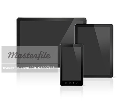 3D mobile phone and digital tablet pc - isolated on white with clipping path