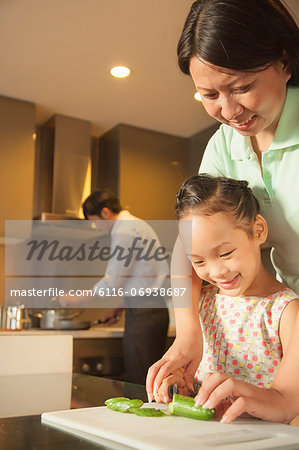 Family preparing dinner