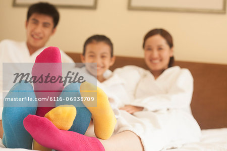Family with Multi Colored Socks