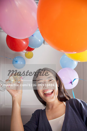 Businesswoman Celebrating With Champagne