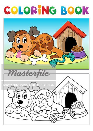 Coloring book dog theme 3 - eps10 vector illustration.