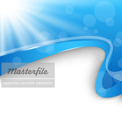 Illustration abstract wavy background with blue rays - vector