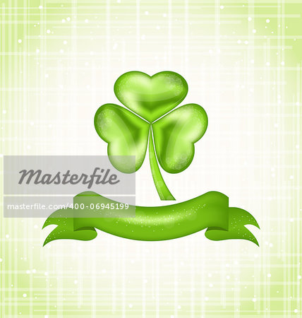 Illustration shamrock with ribbon for Saint Patrick day - vector