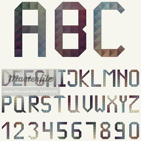 Vector Latin Alphabet made of  Geometric Pattern: includes letters and numbers