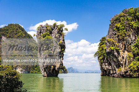 James Bond island Ko Tapu landscape in Phang Nga bay, Thailand.