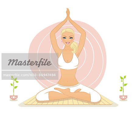 Vector illustration of Beautiful woman doing yoga exercises