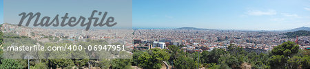 Barcelona, Spain at summer. Very wide, high quality panorama