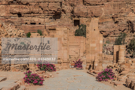 The Hadrien Gate roman avenue in nabatean petra jordan middle east