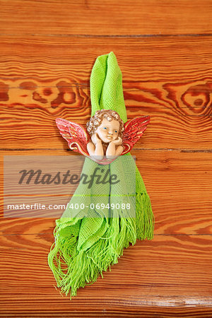 towel with angel on table