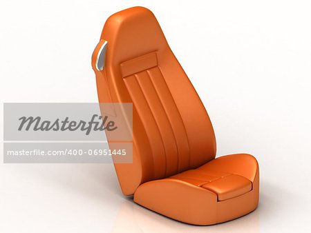 Suite orange car seat from the car to the isolated white background