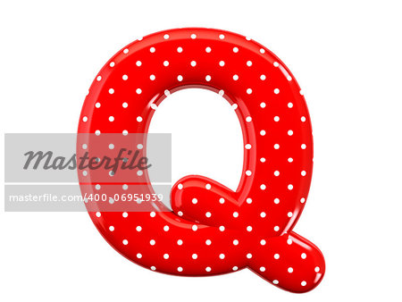 The bright red letter Q with a festive pattern and isolated on a white background