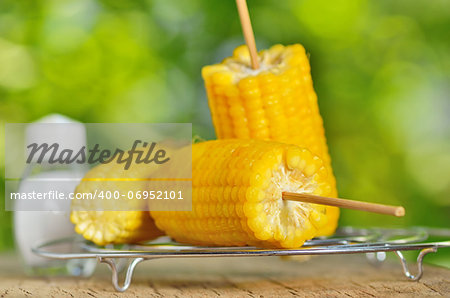 corn boiled on metal support