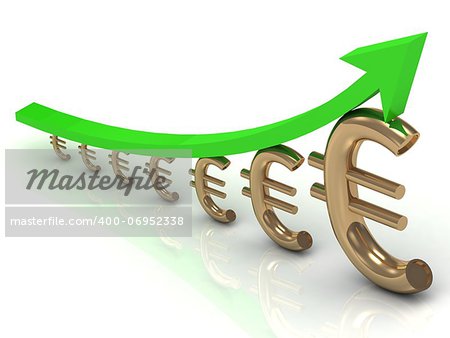 Chart the growth of the euro with the green arrow