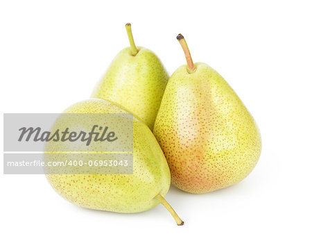 three williams pears, isolated on white background