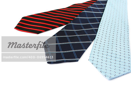 Colorful neckties isolated on white background.