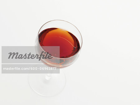 Glass of Port Wine on White Background, Studio Shot