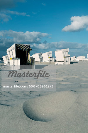 Beach Chairs on Beach, Wangerooge, East Frisian Islands, Lower Saxony, Germany