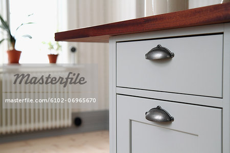 Detail of rustic kitchen island