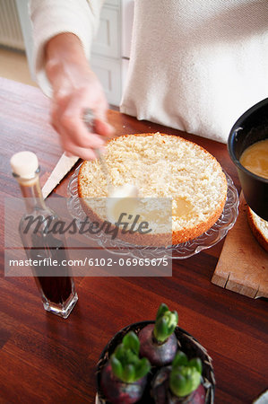 Woman preparing cake