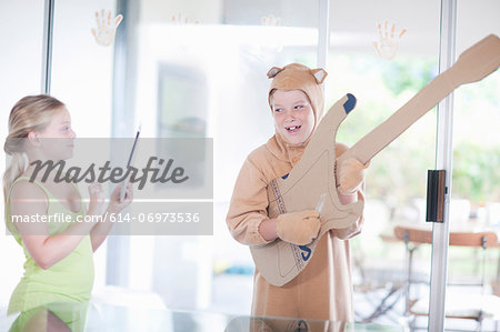 Boy playing the guitar