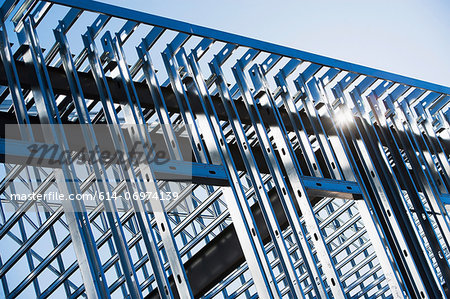Construction frame of steel girders on construction site