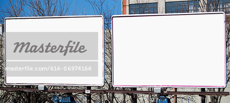 Blank billboards in city