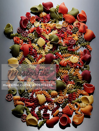 Still life selection of dried pasta