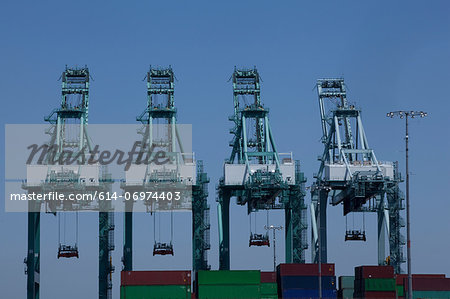 Shipping cranes at the Port of Los Angeles, California, USA