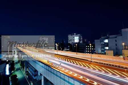 Highway at night, Ninhonbashi, Tokyo, Japan