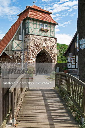 Town gate, Neustadt, Suedharz, Thuringia, Germany, Europe